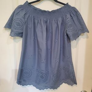 NWT Only Blue Denim Off The Shoulder Top